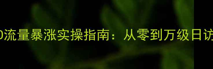 图片 裤子网站百度SEO流量暴涨实操指南：从零到万级日访的7大核心策略2