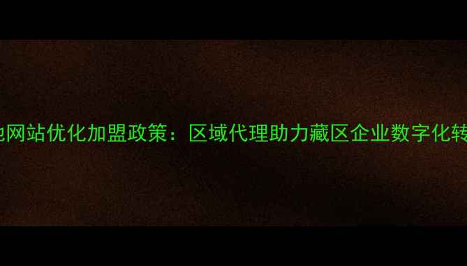 图片 西藏本地网站优化加盟政策：区域代理助力藏区企业数字化转型指南2