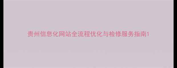 图片 贵州信息化网站全流程优化与检修服务指南1