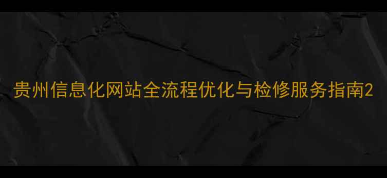 图片 贵州信息化网站全流程优化与检修服务指南2