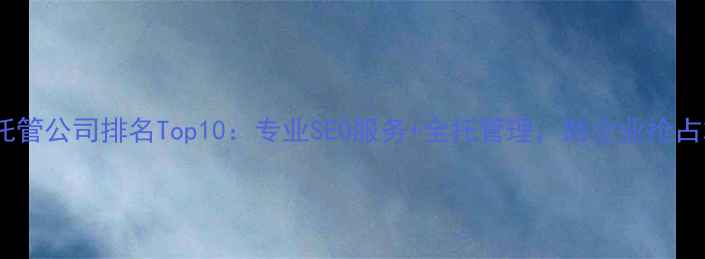 图片 赤峰网站优化托管公司排名Top10：专业SEO服务+全托管理，助企业抢占本地流量红利1