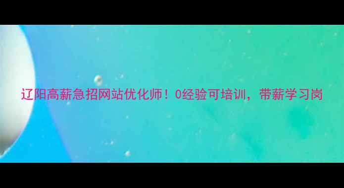 图片 辽阳高薪急招网站优化师！0经验可培训，带薪学习岗