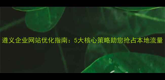 图片 遵义企业网站优化指南：5大核心策略助您抢占本地流量
