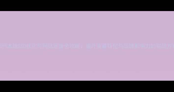 图片 郑州本地SEO优化与网站运营全攻略：提升流量转化与品牌影响力的实战方案