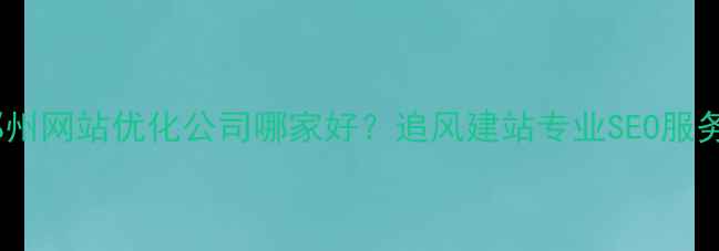 图片 郑州网站优化公司哪家好？追风建站专业SEO服务1