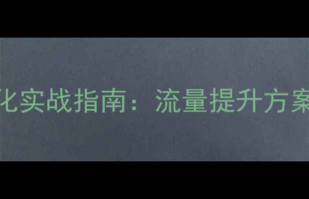 图片 郑州网站整站优化实战指南：流量提升方案与本地SEO策略1