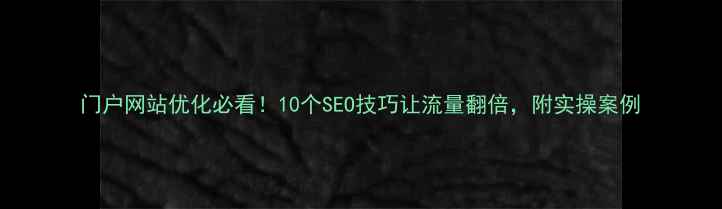图片 门户网站优化必看！10个SEO技巧让流量翻倍，附实操案例