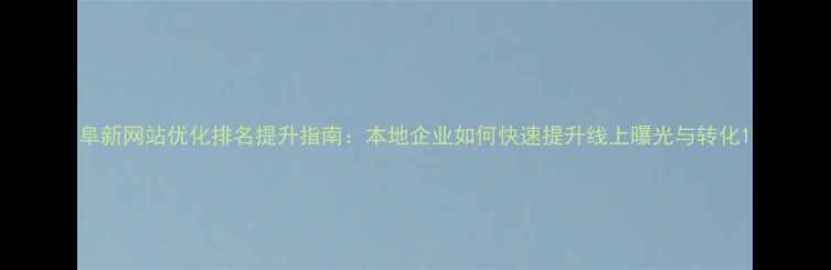 图片 阜新网站优化排名提升指南：本地企业如何快速提升线上曝光与转化1