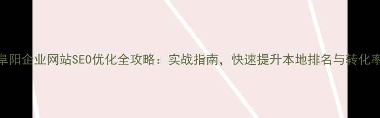 图片 阜阳企业网站SEO优化全攻略：实战指南，快速提升本地排名与转化率