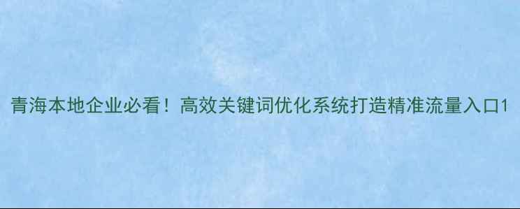 图片 青海本地企业必看！高效关键词优化系统打造精准流量入口1