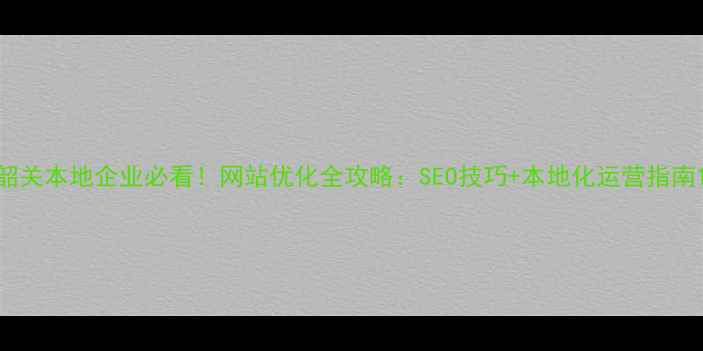 图片 韶关本地企业必看！网站优化全攻略：SEO技巧+本地化运营指南1