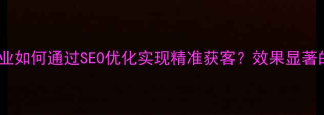 图片 黄石本地企业如何通过SEO优化实现精准获客？效果显著的推广策略2