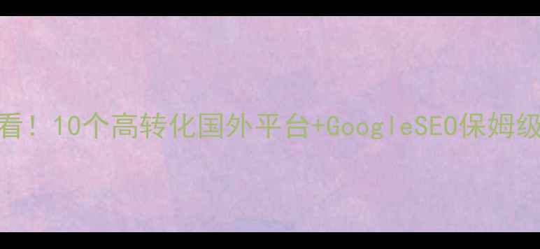 图片 🌍外贸网站优化必看！10个高转化国外平台+GoogleSEO保姆级指南（附工具包）