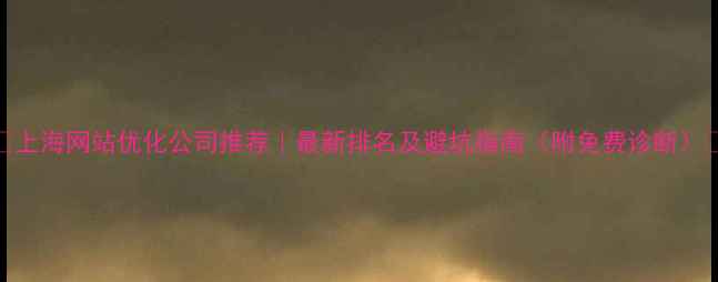 图片 🌟上海网站优化公司推荐｜最新排名及避坑指南（附免费诊断）🌟