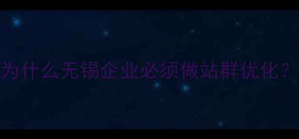 图片 🌟为什么无锡企业必须做站群优化？🌟