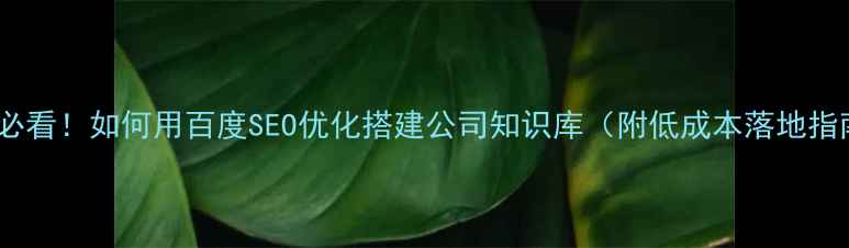 图片 🌟企业必看！如何用百度SEO优化搭建公司知识库（附低成本落地指南）📌2