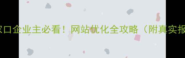 图片 🌟张家口企业主必看！网站优化全攻略（附真实报价）1