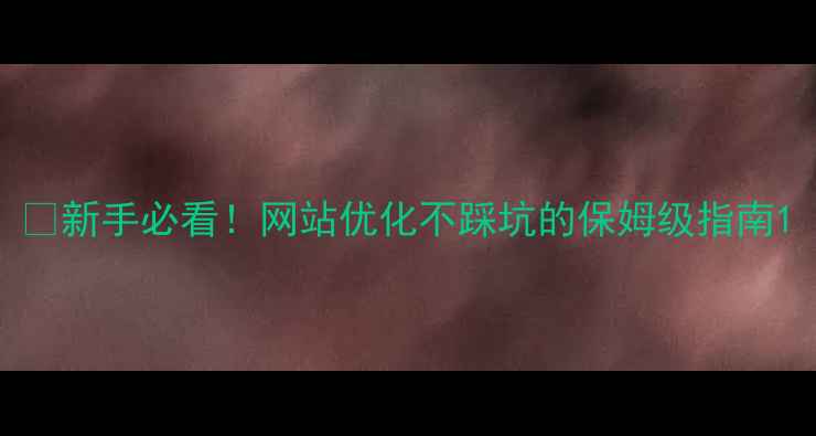 图片 🌟新手必看！网站优化不踩坑的保姆级指南1