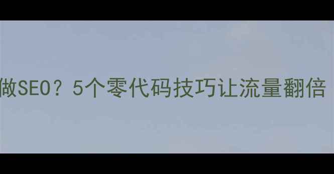 图片 🌟无CMS建站也能做SEO？5个零代码技巧让流量翻倍｜独立站运营干货