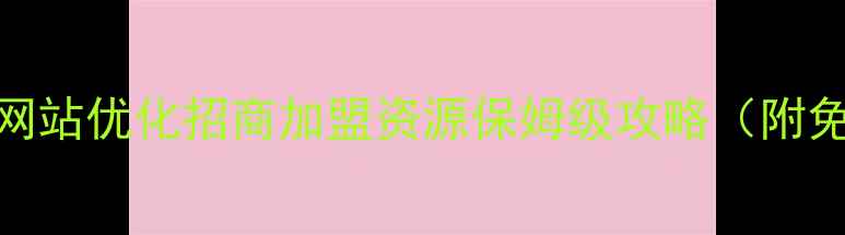 图片 🌟最新！网站优化招商加盟资源保姆级攻略（附免费名单）