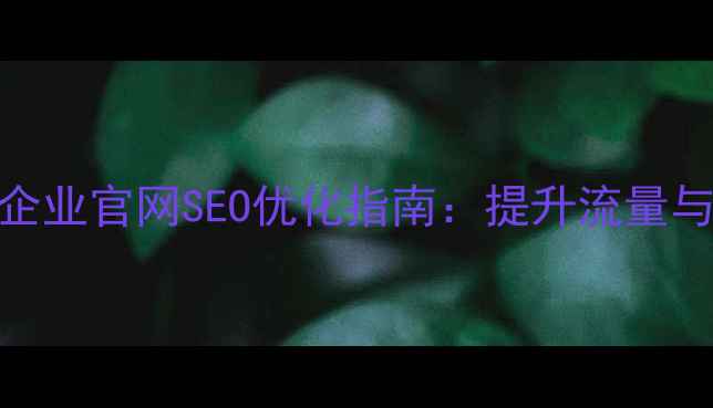 图片 🌟杭州西湖区企业官网SEO优化指南：提升流量与转化全攻略🌟