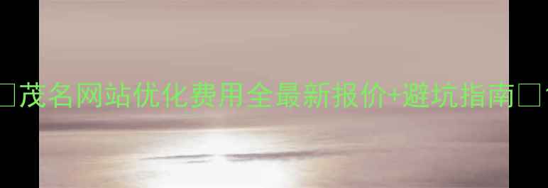 图片 🌟茂名网站优化费用全最新报价+避坑指南🌟1