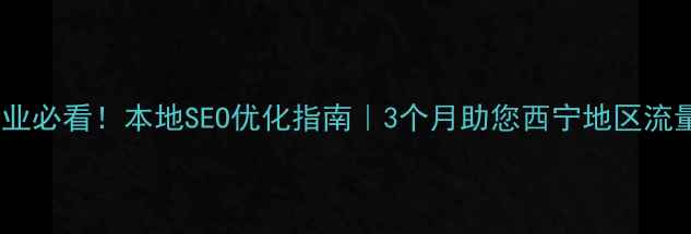 图片 🌟西宁企业必看！本地SEO优化指南｜3个月助您西宁地区流量翻倍💥1