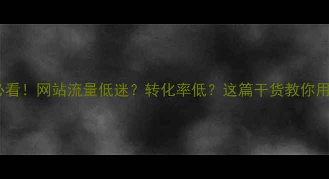 图片 🌟项城中小企业主必看！网站流量低迷？转化率低？这篇干货教你用SEO撬动本地客户！