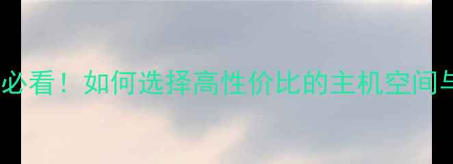 图片 🏨酒店网站优化必看！如何选择高性价比的主机空间与加速方案？🏨2