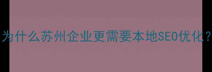 图片 💡为什么苏州企业更需要本地SEO优化？1