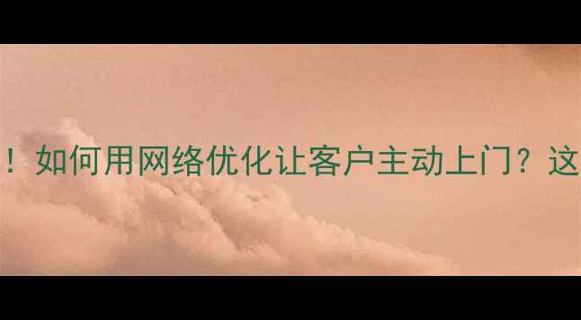 图片 💡乌鲁木齐企业主必看！如何用网络优化让客户主动上门？这份实操指南价值百万！