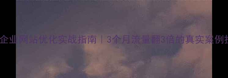 图片 💡小企业网站优化实战指南｜3个月流量翻3倍的真实案例拆解1