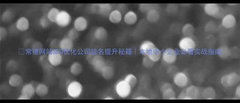 图片 💡常德网站SEO优化公司排名提升秘籍｜本地中小企业必看实战指南