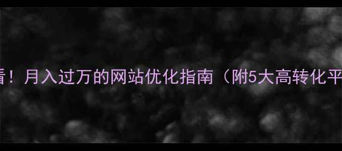 图片 💡新手必看！月入过万的网站优化指南（附5大高转化平台对比）1