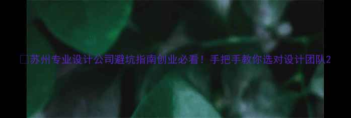 图片 💡苏州专业设计公司避坑指南创业必看！手把手教你选对设计团队2