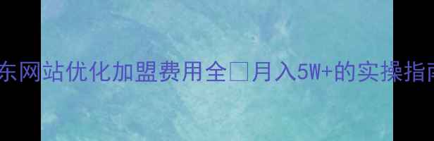 图片 💰山东网站优化加盟费用全💰月入5W+的实操指南🔥2