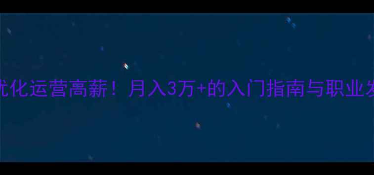 图片 💼网站优化运营高薪！月入3万+的入门指南与职业发展路径