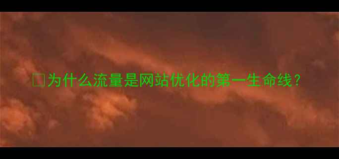 图片 📌为什么流量是网站优化的第一生命线？