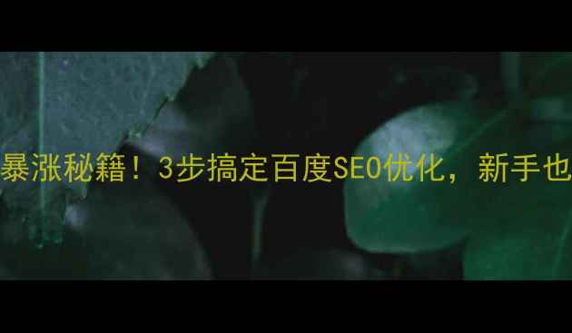 图片 📌微网页流量暴涨秘籍！3步搞定百度SEO优化，新手也能轻松上手📌