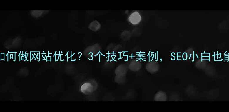 图片 📌程序员如何做网站优化？3个技巧+案例，SEO小白也能快速上手