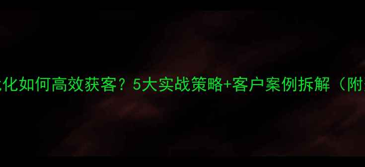 图片 📌网站优化如何高效获客？5大实战策略+客户案例拆解（附资源包）