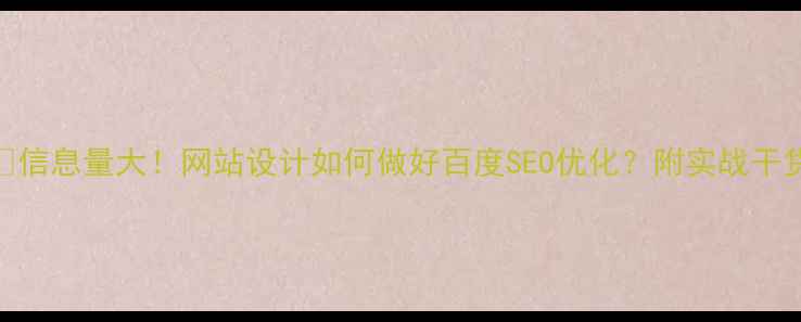 图片 🔍信息量大！网站设计如何做好百度SEO优化？附实战干货