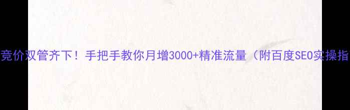 图片 🔥SEO+竞价双管齐下！手把手教你月增3000+精准流量（附百度SEO实操指南）🔥