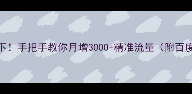 图片 🔥SEO+竞价双管齐下！手把手教你月增3000+精准流量（附百度SEO实操指南）🔥1