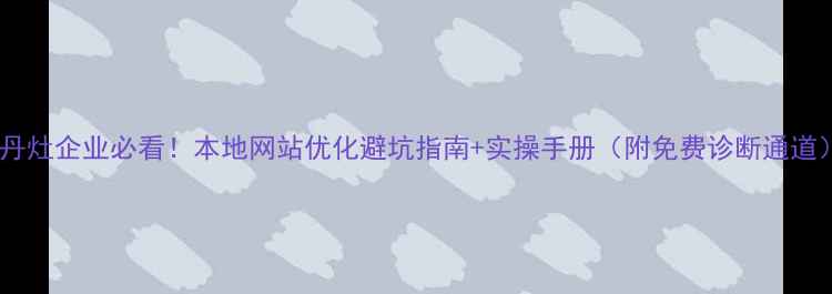 图片 🔥丹灶企业必看！本地网站优化避坑指南+实操手册（附免费诊断通道）1