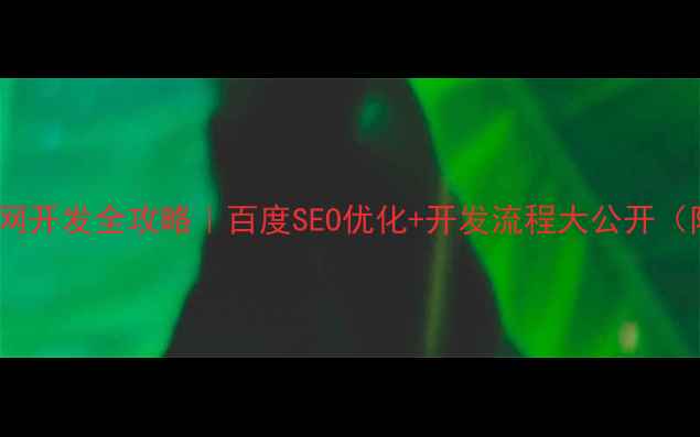 图片 🔥企业官网开发全攻略｜百度SEO优化+开发流程大公开（附案例）1