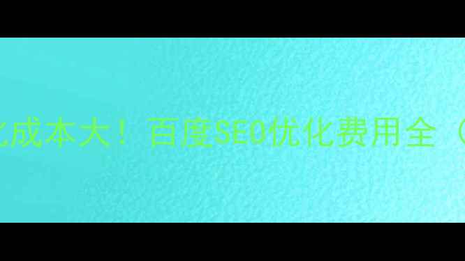 图片 🔥园区官网优化成本大！百度SEO优化费用全（附最新报价）1
