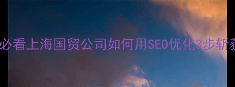 图片 🔥外贸企业建站必看上海国贸公司如何用SEO优化3步斩获全球订单？🌍2