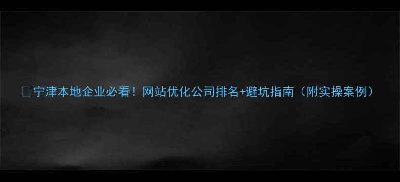 图片 🔥宁津本地企业必看！网站优化公司排名+避坑指南（附实操案例）