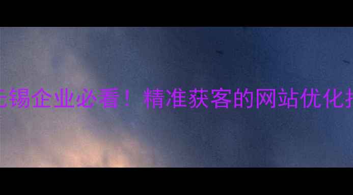 图片 🔥无锡企业必看！精准获客的网站优化指南